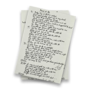 Signed, Handwritten Lyric Sheets